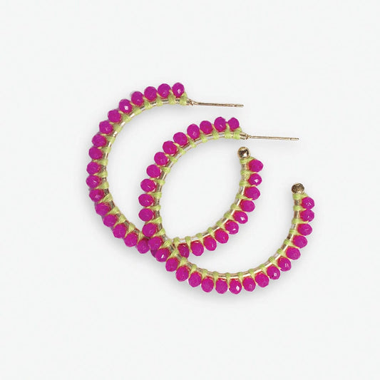 Lillian Crystal Beaded Hot Pink Earrings
