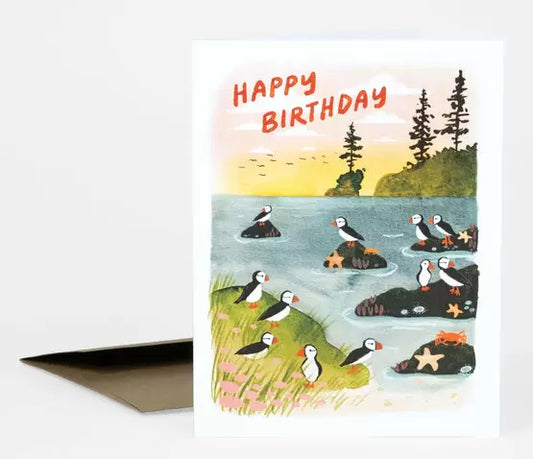 Happy Birthday Puffins Card