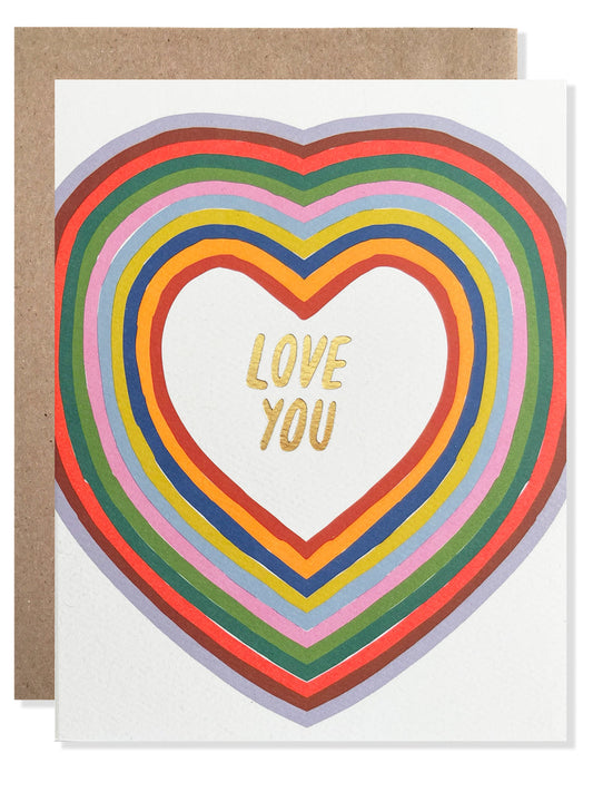 Love You Rainbow Heart Card