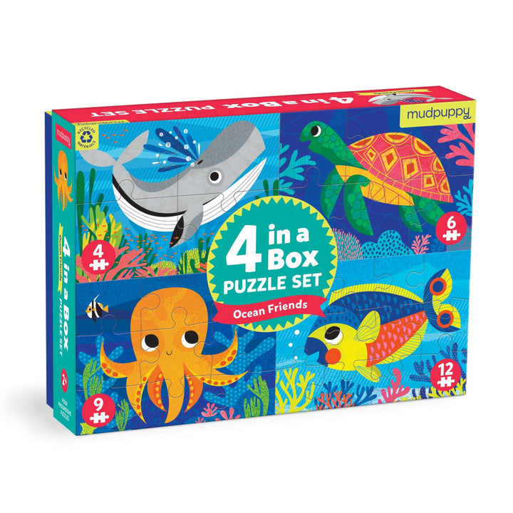 Ocean Friends 4-in-a-Box Puzzle Set