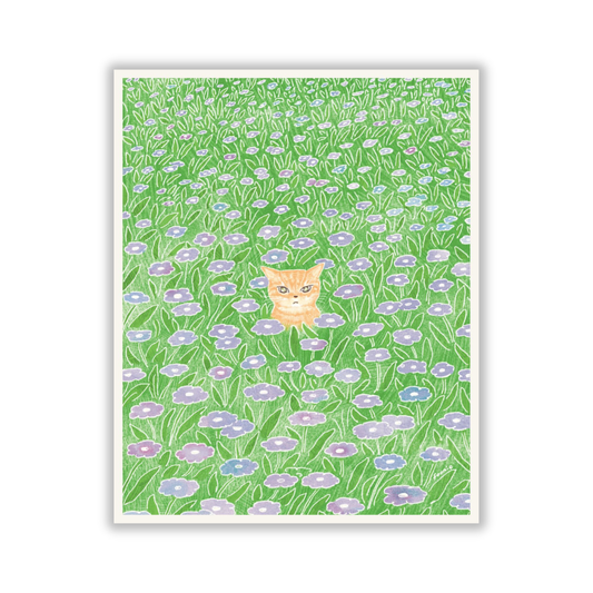 Cat In The Field Card