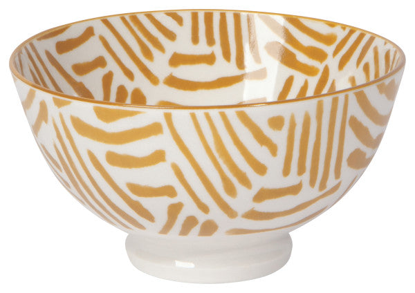 Ochre Lines Stamped Bowl 4"