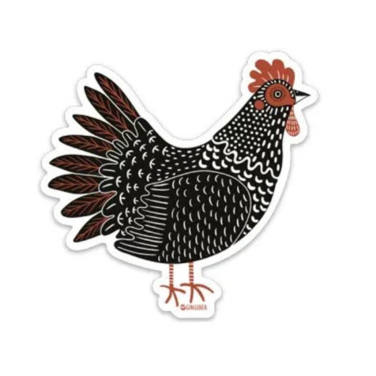 Black and Red Chicken Sticker