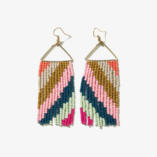 Whitney Chevron Beaded Fringe Earrings