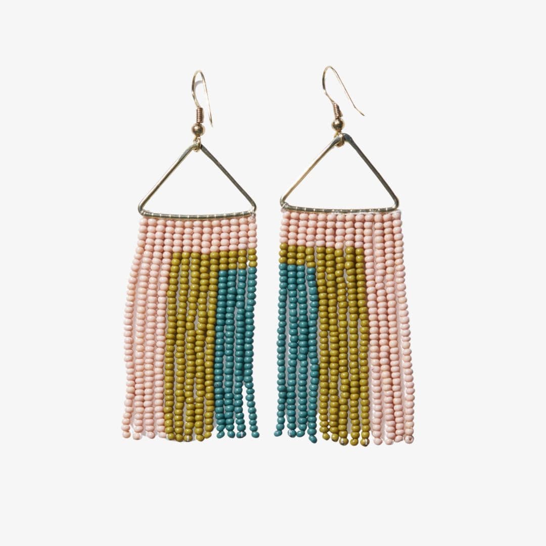Whitney Chevron Beaded Fringe Earrings