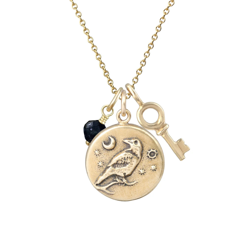 Winter Raven Charm Necklace