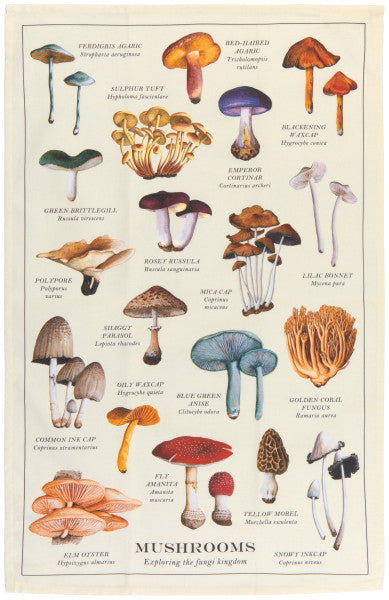 Mushrooms Fine Print Tea Towel