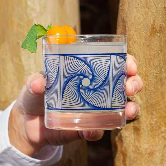 Blue Waves Rocks Glass