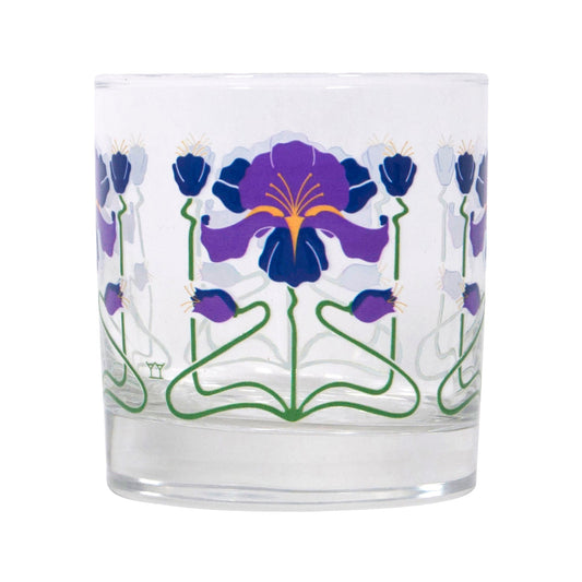 Purple Iris Rocks Glass