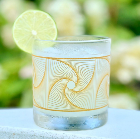 Yellow Waves Rocks Glass
